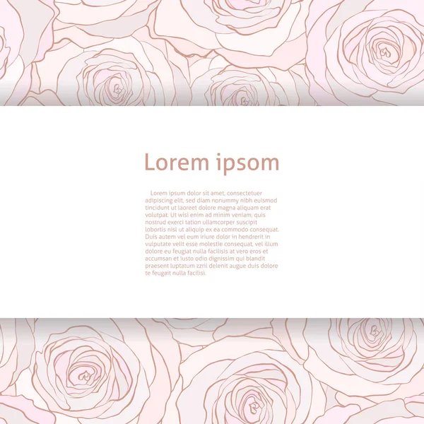 Векторный шаблон для текста. розовые розы цветочный фон — стоковый вектор