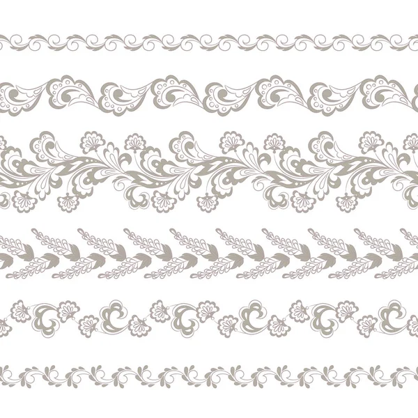 Set di bordi floreali senza cuciture. elemento di progettazione vettoriale — Vettoriale Stock