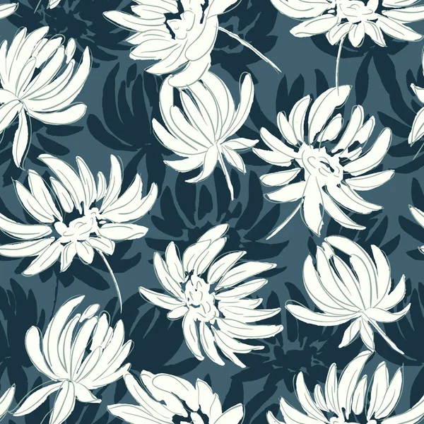 Hand drawn flowers seamless pattern. — Stock Vector
