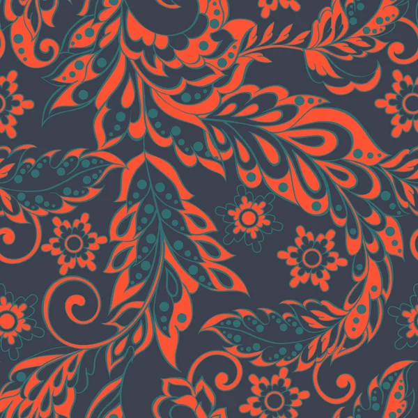 Seamless pattern in indian style. Floral vector illustration — Stock Vector