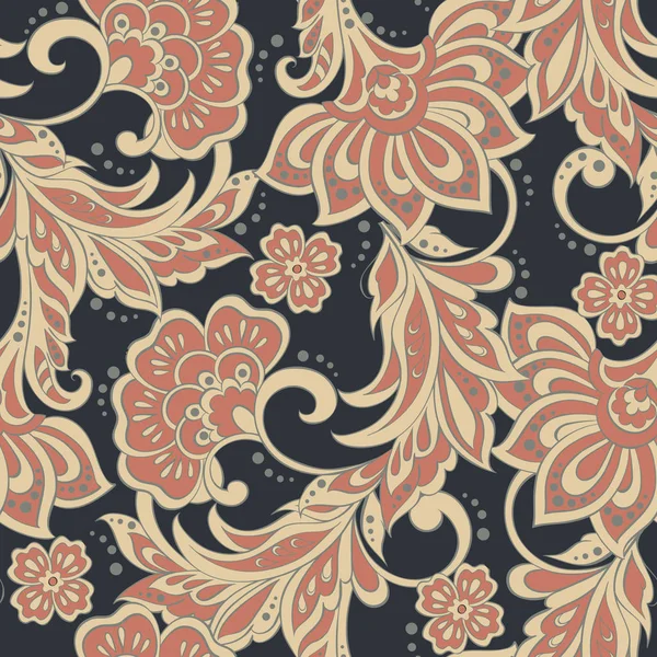 Wzór kwiatowy w indyjskim stylu Batik — Wektor stockowy