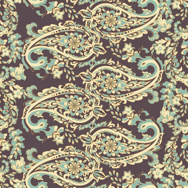 Motif floral sans couture avec ornement paisley. — Image vectorielle