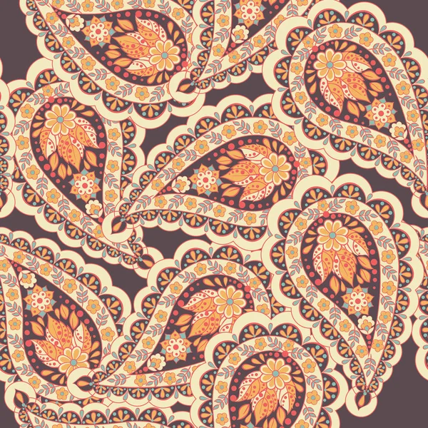 Patrón Paisley floral. Fondo textil asiático sin costuras — Vector de stock