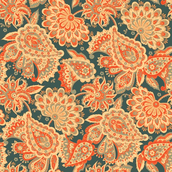 Patrón sin costura floral con ornamento paisley. — Vector de stock