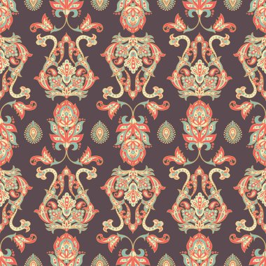 Etnik çiçekler pürüzsüz vektör deseni