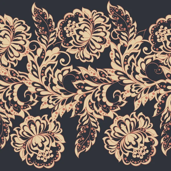 Flores étnicas patrón de vectores sin costura. fondo vintage floral en estilo damasco — Vector de stock