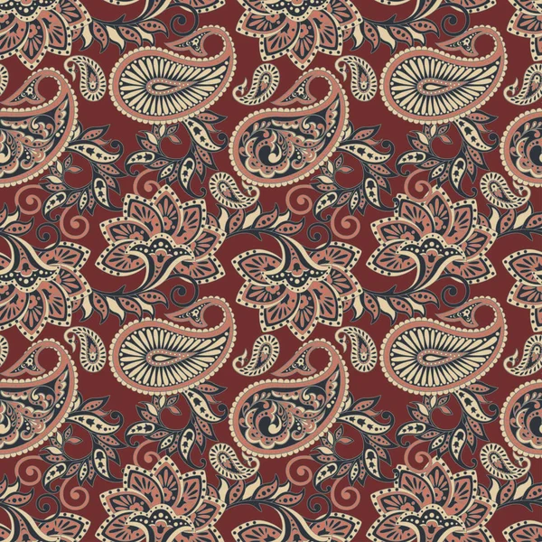 Paisley bloemen naadloos patroon — Stockvector