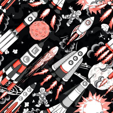 çizilen çizgi film uzay seamless modeli el.