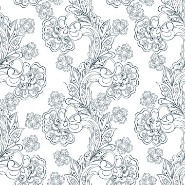 Batik tarzında etnik çiçek desenleri