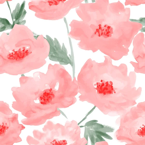 Acuarela flores patrón sin costura. Ilustración vectorial floral — Vector de stock