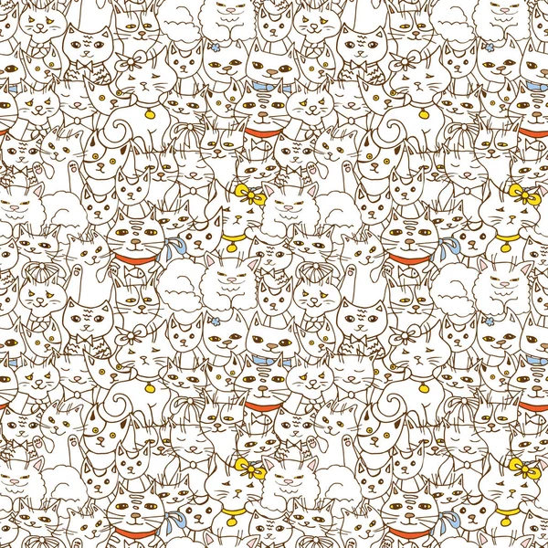 Funny cats seamless pattern. pets vector background — Stock Vector