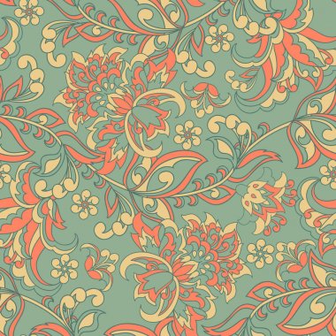 Klasik çiçeklerin dikişsiz deseni. Çiçek vektör arkaplanı