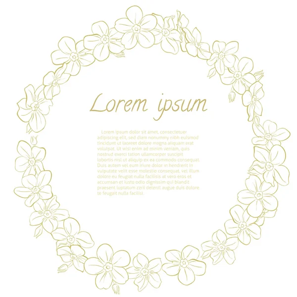 Çiçek çelenk el çekilmiş. Davetiyeler için yuvarlak çerçeve