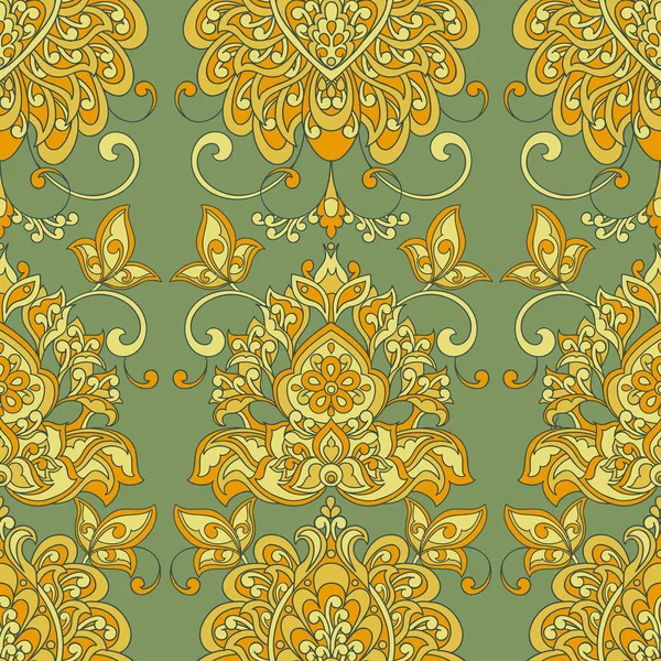 Damask style Vintage seamless Pattern. Colorful vector background — Stock Vector