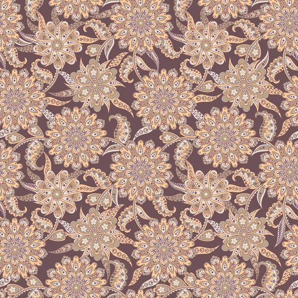 Floral seamless pattern in batik style. vector background — Stock Vector