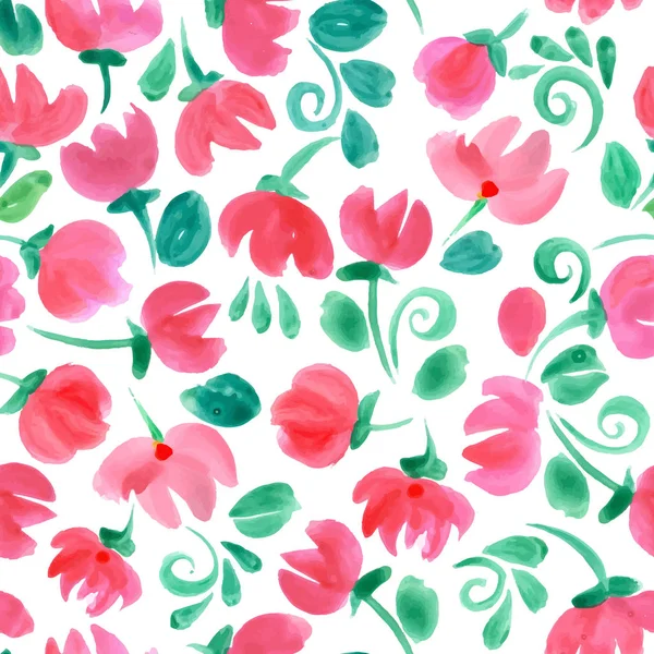 Little cute  watercolor flowers seamless pattern. — Stock Vector