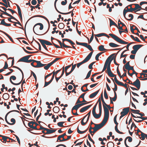 インド風のシームレスなパターン。花のベクターイラスト — ストックベクタ