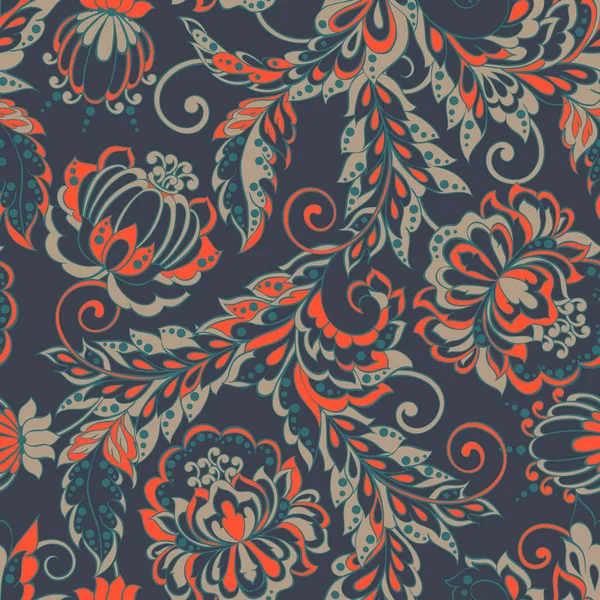 Flores vintage patrón sin costuras. Fondo vectorial floral étnico — Vector de stock