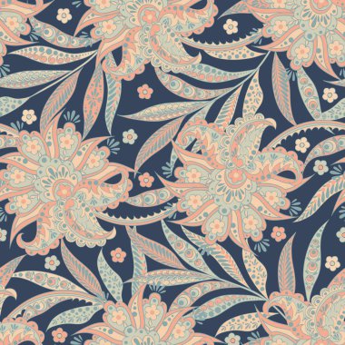 Asya çiçekleri pürüzsüz desenli. Klasik çiçek vektör arkaplanı 