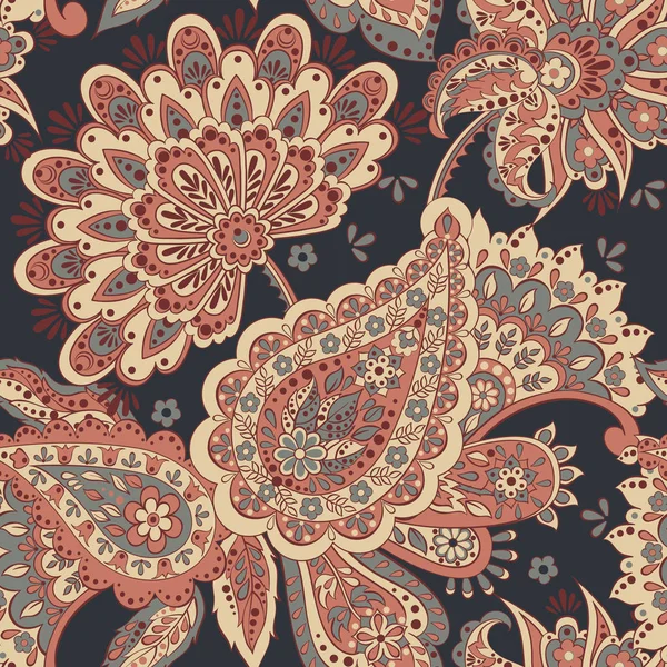 Hint tarzı çiçeklerle Paisley seamless modeli. 