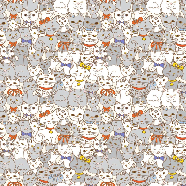 Chats drôles motif sans couture. animaux de compagnie fond vectoriel — Image vectorielle