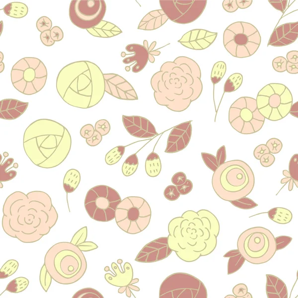 Doodle flowers seamless pattern. spring vector background — Stock Vector