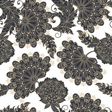 Hint batik tarzında klasik bir model. Çiçek vektör arkaplanı