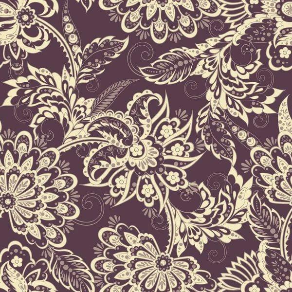 Folkloric Batik vector ornament. Ethnic Floral seamless pattern. — Stock Vector