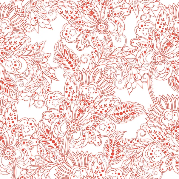 インドのバティックスタイルのヴィンテージパターン。花のベクトルの背景 — ストックベクタ