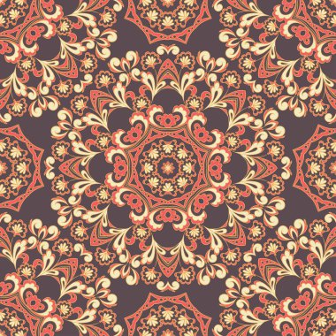 Arabesk kusursuz desen. Vektör Arkaplan Vintage Hint Biçimi