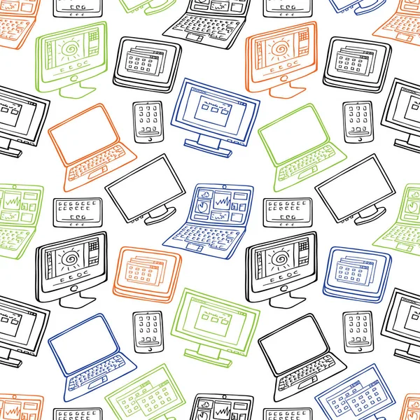  Bilgisayar, dizüstü bilgisayar, monitör sorunsuz vektör desen