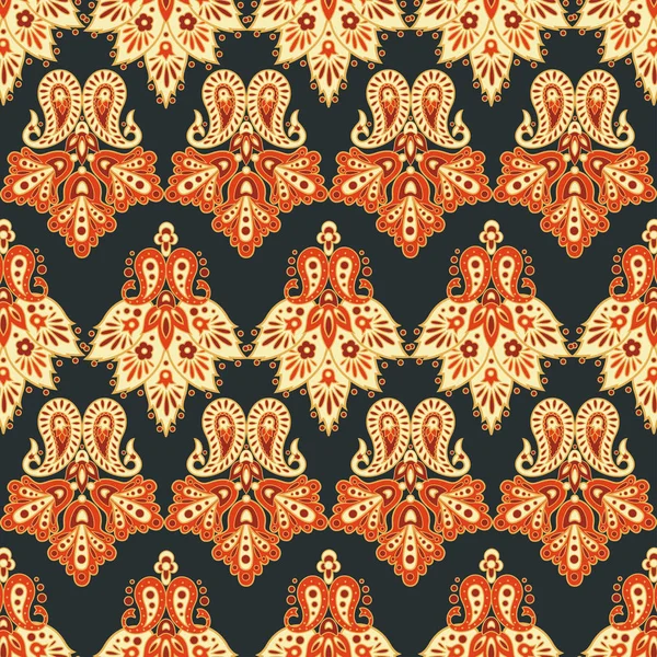 Patrón sin costura paisley floral. Ilustración vectorial en estilo textil asiático — Vector de stock