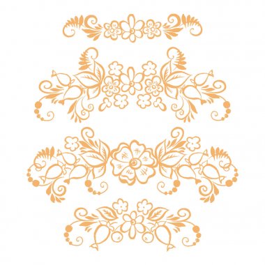 El çizimi çiçek tasarımı elementleri