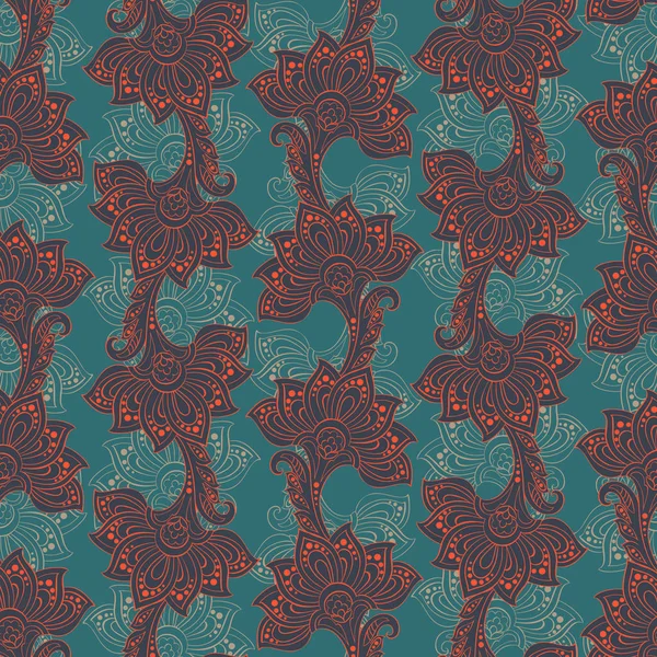 Rayé motif floral sans couture dans le style indien . — Image vectorielle