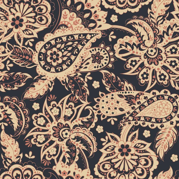 Patrón sin costura floral con ornamento paisley. — Archivo Imágenes Vectoriales