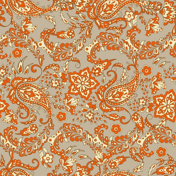 Padrão sem costura floral com ornamento paisley. — Vetor de Stock