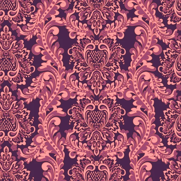 Estilo Damasco Patrón sin costuras. Fondo de pantalla vector floral — Vector de stock