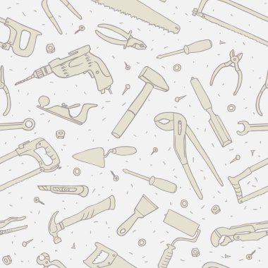 Elle çizilmiş araçları sorunsuz vektör desen