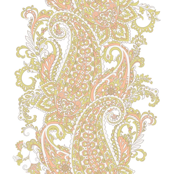 Paisley Damask ornament. Isolated Vector border — Stock Vector