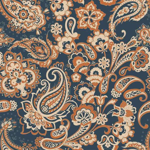 Paisley nahtloses Muster. Vintage Hintergrund im Batikstil — Stockvektor