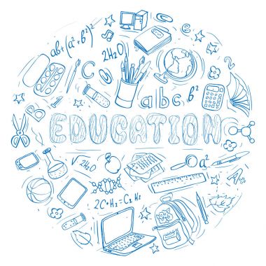 daire şeklinde elle çizilmiş eğitim karalamalar kümesi. 