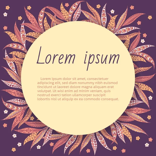 Yuvarlak çerçeveli ve çiçekli bir tebrik kartı.