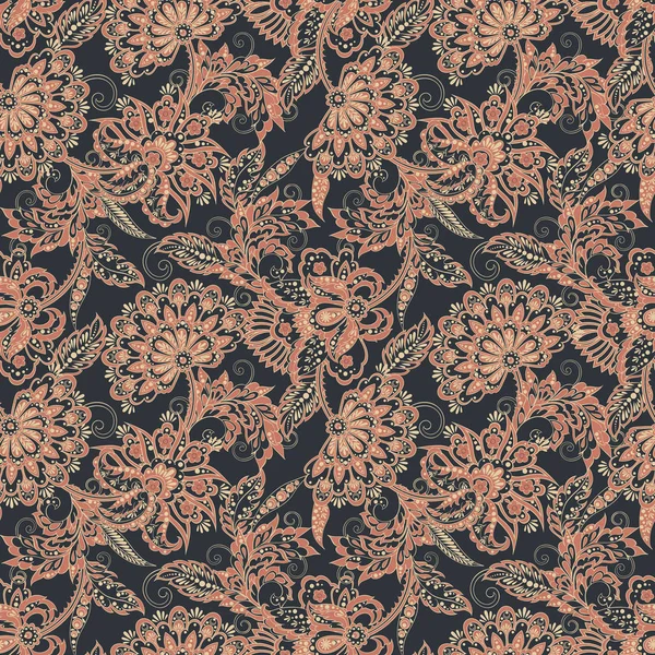 Fleurs ethniques motif vectoriel sans couture — Image vectorielle