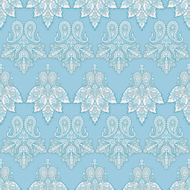 Çiçekli desensiz desen. Asya tekstil biçiminde vektör illüstrasyonu