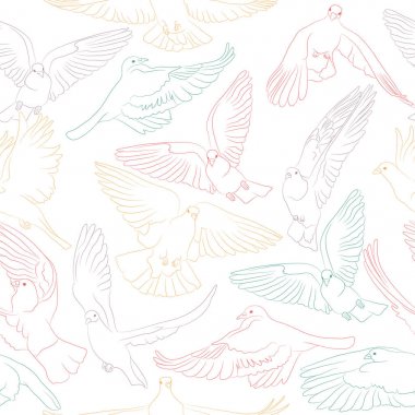 Uçan kuşlar kusursuz desen. Vektör arkaplanı