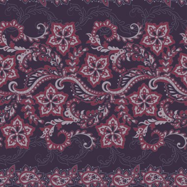 Etnik çiçekler kusursuz vektör deseni. Çiçek mahsulü arka plan