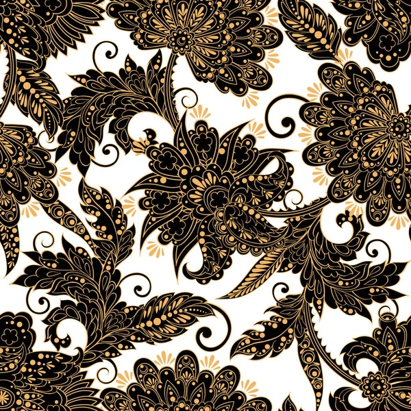 Etnik çiçekler pürüzsüz vektör deseni