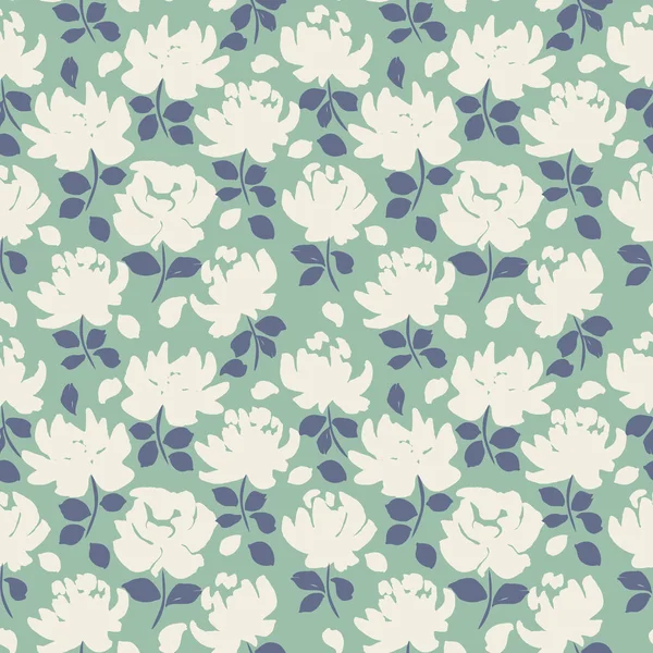 Floral nahtlose Muster. Silhouette der Blumen Vektor Hintergrund — Stockvektor