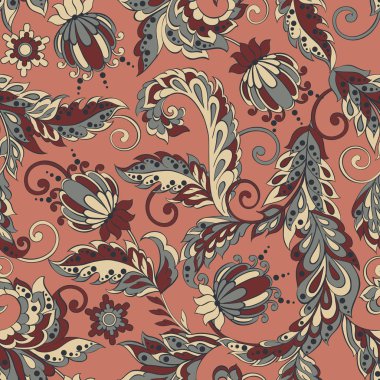 Hint batik tarzında klasik çiçeksiz desen.