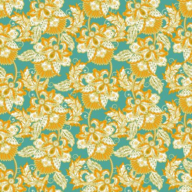 Etnik çiçekler pürüzsüz vektör deseni